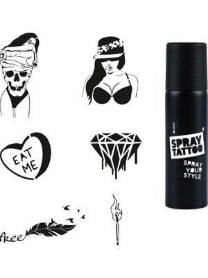 MUJGAN Davetkar Modeller Spray Tattoo Geçici Dövme Seti Dark Sprey Dövme Kiti