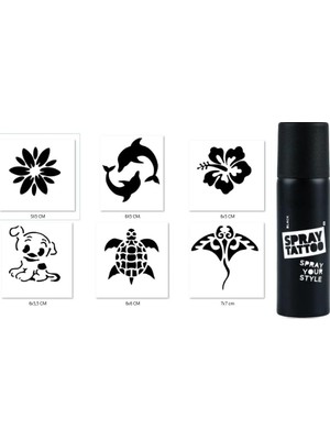 MUJGAN Sevimli Modeller Spray Tattoo Geçici Dövme Yapma Seti Siyah Sprey Dövme