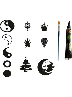 MUJGAN Minimal Parmak ve Sırt Serisi Tüp Kına ve Fırça Hediyeli Tattoo Geçici Dövme Seti