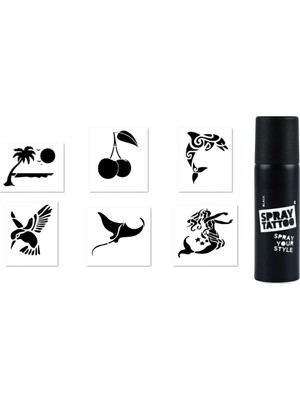 MUJGAN Yunus Kiraz Spray Tattoo Geçici Sprey Dövme Seti