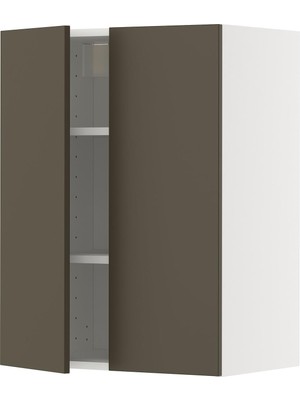 IKEA Kahverengi-Bej Mutfak Duvar Dolabı 60X38,6X80 Cm, 2 Kapaklı, Raflı