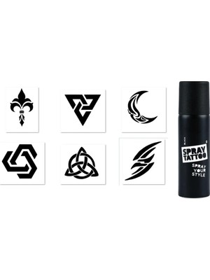 MUJGAN Tribal Modeller Spray Tattoo Geçici Siyah Sprey Dövme Seti