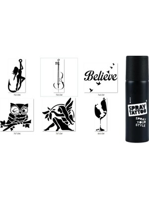 MUJGAN Aşkın Büyüsü Spray Tattoo Geçici Dövme Yapma Seti Siyah Sprey Dövme