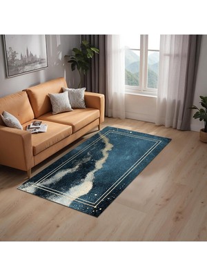 MUJGAN Derpa Kadife Kaymaz Pamuk Tabanlı Yıkanabilir Antibakteriyel Salon Halısı 140X200