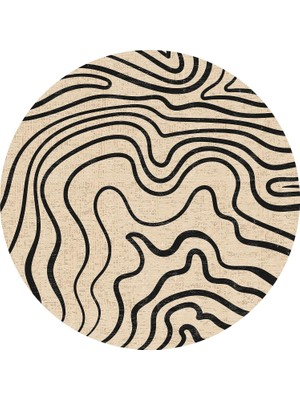 MUJGAN Hensa Kadife Kaymaz Pamuk Tabanlı Yıkanabilir Antibakteriyel Yuvarlak Salon Halısı 120X120