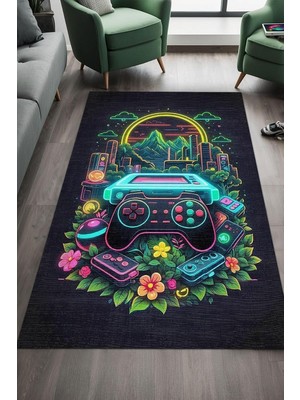 MUJGAN Tant Şönil Oyuncu Odası Halısı Kaymaz Pamuk Tabanlı Yıkanabilir Antibakteriyel Gamer, Gaming Halısı 120X180