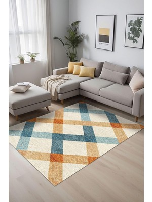 MUJGAN Nasem Kadife Modern Kaymaz Pamuk Tabanlı Yıkanabilir Antibakteriyel Salon Halısı 100X150