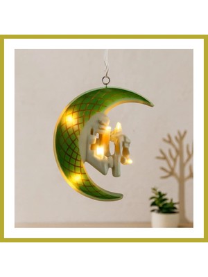 Bezos Ramazan LED Perde Lamba 3m (Fişli, Eklemeli) Yeşil Hilal Cami Yıldız Bcks