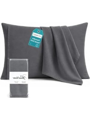 Mythriva Yumuşak ve Nefes Alabilir 50X70 cm 2'li Pamuklu Yastık Kılıfı, Antrasit