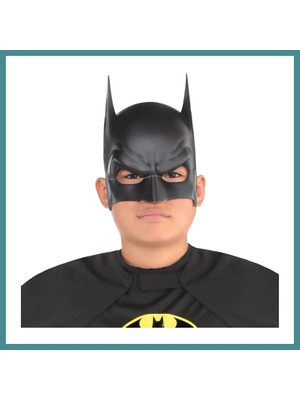 Bezos Siyah Renk Çocuk Boy Arkadan Lastikli Batman Maskesi A Kalite 20X14 cm Mac