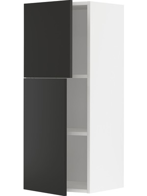 IKEA Antrasit Mutfak Duvar Dolabı 40X38,6X100 Cm, 2 Kapaklı, Raflı