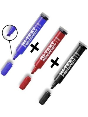 Hi-Text Kesik Uçlu Markör Permanent Kalem 3 Renk
