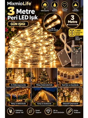MixmioLife Peri LED 3 Metre 3 Kademeli Fonksiyonlu Pilli