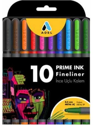 Adel Fineliner 10 Lu Ince Uçlu Kalem Prime Ink 10 Renk 1 Paket