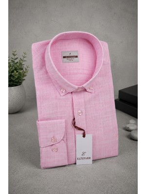 Elit Park %100 Pamuk Cepsiz Regular Fit Pembe Erkek Gömlek