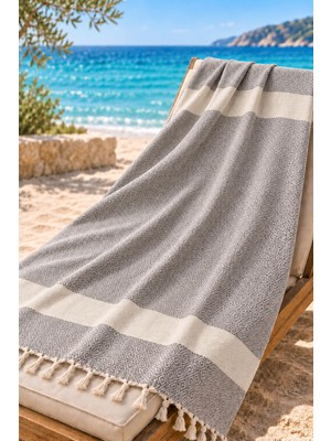 Higliving Ada %100 Pamuk Saçaklı Peştemal 90×170 cm Plaj Havuz Spa Sauna Havlusu