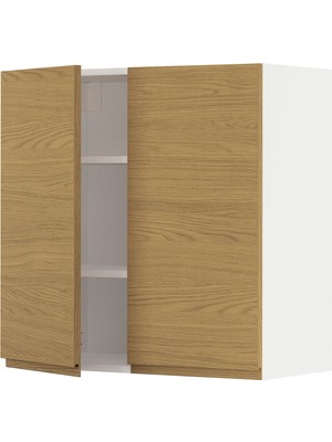 IKEA Meşe Mutfak Duvar Dolabı 80X39,1X80 Cm, 2 Kapaklı, Raflı