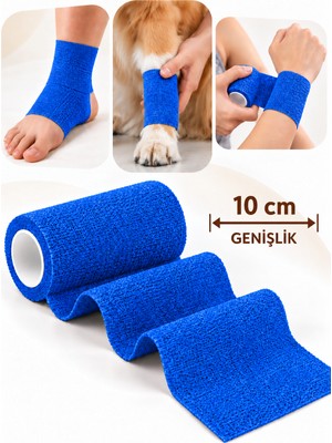 Boldy Koban Bandajı - Sporcu Bandajı - Kendinden Yapışkanlı Bandaj - Coban Bandajı - Tattoo Makinesi Tutma Bandı - Elastik Sargı Bandajı - Pet Sargı Bandajı Koban 10cmx4.5 M. (Saks Mavi)