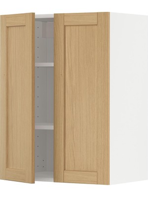 IKEA Meşe Mutfak Duvar Dolabı 60X38,6X80 Cm, 2 Kapaklı, Raflı
