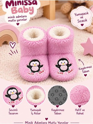 Minissa Baby Kids Çocuk Panduf, Bebek Ev Botu  Desenli Sevimli Nakışlı Patik