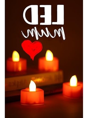 Myg Plus 4 Adet Kalp Kırmızı Mini LED Mum Seti, Pilli ve Alev Efekti