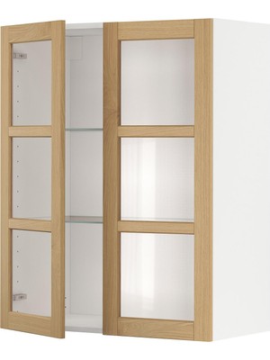 IKEA Meşe Mutfak Duvar Dolabı 80X38,9X100 Cm, 2 Kapaklı, Raflı