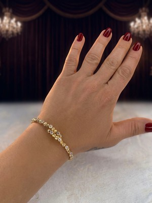 Altın Kaplama Gold Detaylı Kristal Taşlı Dorika Bileklik