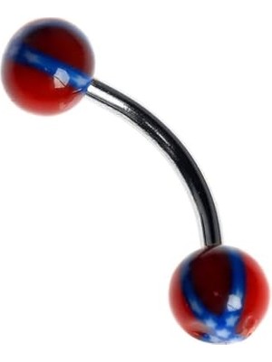 Toptan Budur Moulin Curved Barbel 316 L Bioplast Piercing TDGR00864, Kırmızı -Mavi