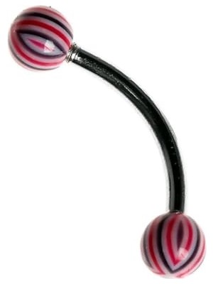 Toptan Budur Moulin Curved Barbel 316 L Bioplast Piercing TDGR00862