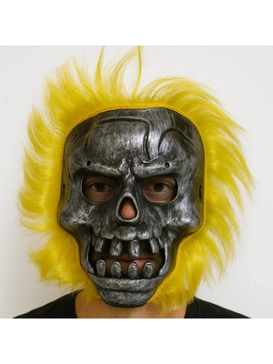Ps Wild Skull - Metalik Renk Kafatası Sarı Saçlı Iskelet Maske