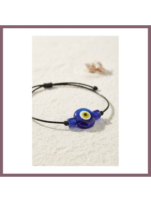 Bezos Handmade Bohem Tarz Mavi Göz Nazar Kolye Bzss