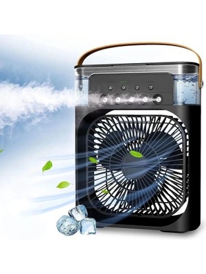 Ps Taşınabilir Işıklı 5 Spreyli Vantilatör Buzlu Buharlı Vantilatör Mini Fan Nemlendirici