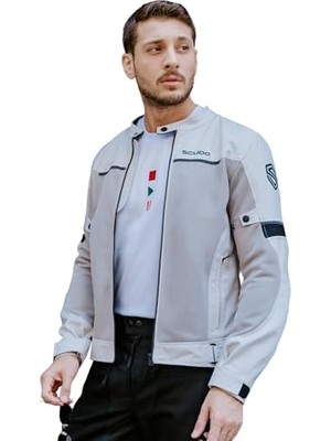 Defne Store Milano Gri Yazlık Fileli Erkek Motosiklet Ceketi S