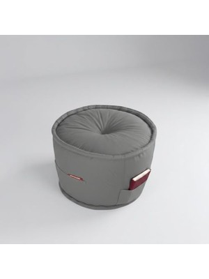 Defne Store Dekoratif Yuvarlak Puf Orta Sehpa Puf 60X42 cm Puffymod (Gri)