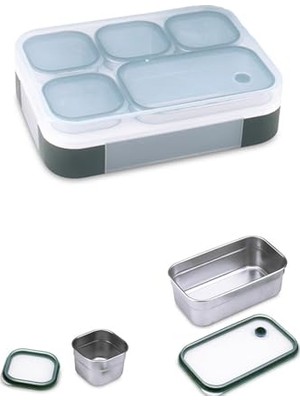 Mey İthalat Lunch Box 1000 ml (Sızdırmaz, Karışmaz 5 Hazneli) Yeni Nesil Sefer Tası -FFLBOX40097