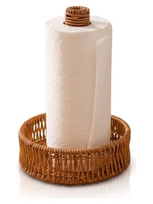 Mey İthalat Doğal Rattan Kağıt Havluluk Masaüstü Havlu Standı Dekoratif Havluluk