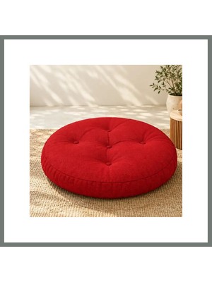 Bezos Kapitone Yuvarlak Yer Minderi · 60 × 60 × 8 cm | Kırmızı | Iç Mekân Mmbz