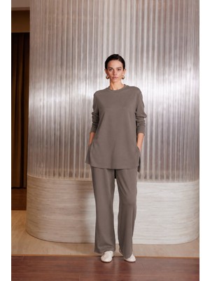 Missemramiss 5540  Kemerli Basıc Sweatshırt Pantolonlu Takım