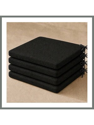Bezos 4’lü Düz Bağcıklı Sandalye Minderi · 40 × 40 × 4 cm | Siyah | 40 × 40 × 4 cm · 4 Adet Mmbz