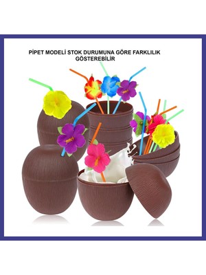 Bezos Hindistan Cevizi Hawaii Luau Aloha Pipetli Içecek Kabı Bardak 10X13 cm 1 Adet Mrl
