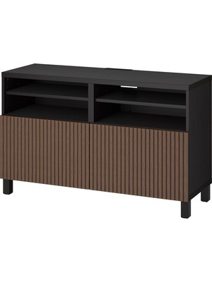 IKEA Venge-Meşe Tv Sehpası 120X42X74 Cm, 2 Kapaklı, Raflı