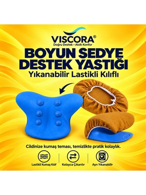 Viscora Boyun Sedye Destek Yastığı Boyun ve Omuz Gevşetici Ortopedik Boyunluk – Yıkanabilir Kılıflı