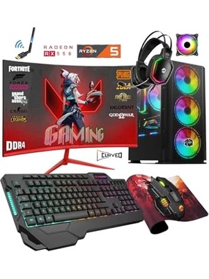 Ertürk Store Bilgisayar — ZGX25 Ryzen 5 3600 32GB 3200MHZ Ram 512GB SSD RX550 Gddr5 23.8" Curved Oyuncu Masaüstü