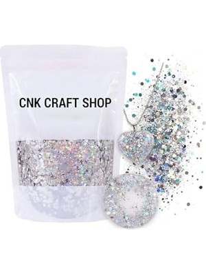 Ertürk Store Shop Chunky Glitter Holografik Yansımalı, Gümüş Renk, Epoksi Reçine Sanatı Için 5 G