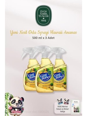 Yeni Nesil Oda Spreyi 3 Adet Hawaii Ananas 500 ml ve Pamuk