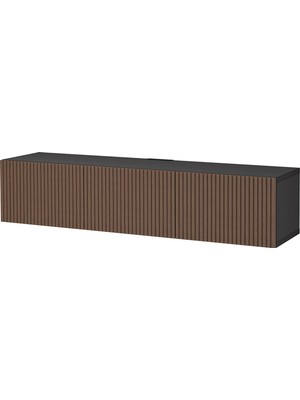 IKEA Venge-Meşe Tv Sehpası 180X42X38 Cm, 3 Kapaklı, Raflı