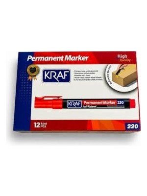 220 Permanent Marker Kırmızı Yuvarlak Uçlu 12'li Paket