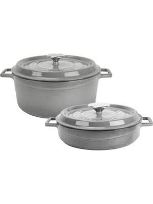 Metal Premium Serisi Döküm 28 cm Seti, Majolik Gri