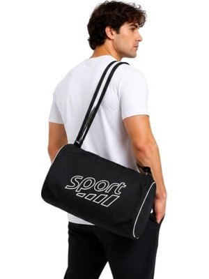 Erkek Spor Çantası Silindir Model Omuz Askılı Fitness ve Seyahat Çantası TARZ4ZH4HA6 (Siyah)