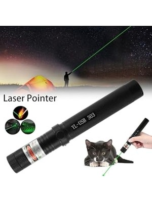 Yeni Nesil Micro USB Şarjlı Güçlü Yeşil Lazer Pointer Siyah Metal Kasa 2022 Model